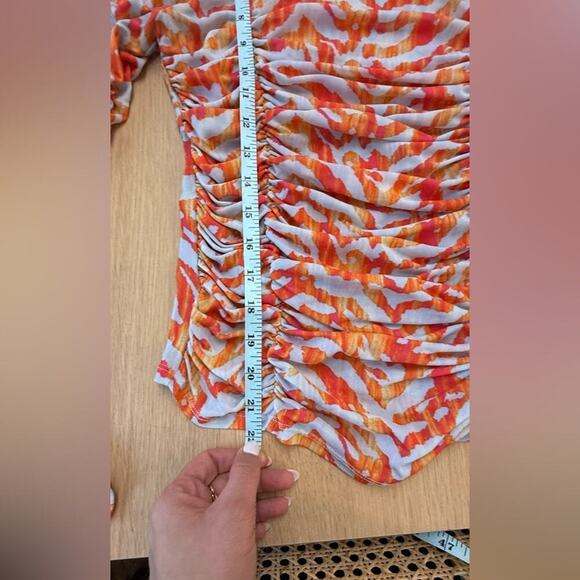 Circus NY Women’s small Dusk Blue Electric Zebra Ruched Long Sleeve Top 1728 - Picture 10 of 10